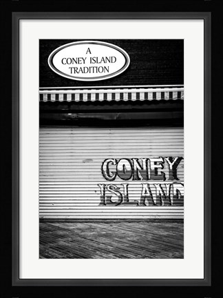 Framed Coney Island New York Black/White Print