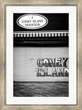 Framed Coney Island New York Black/White Print