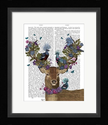 Framed Deer Birdkeeper, Blue Pigeons Print