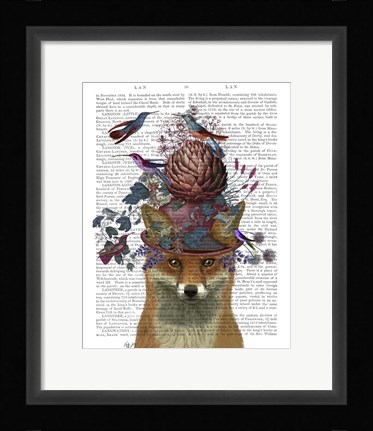 Framed Fox Birdkeeper with Artichoke Print