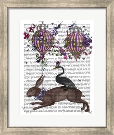 Framed Hare Birdkeeper, Hot Air Balloon Print