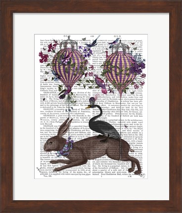Framed Hare Birdkeeper, Hot Air Balloon Print