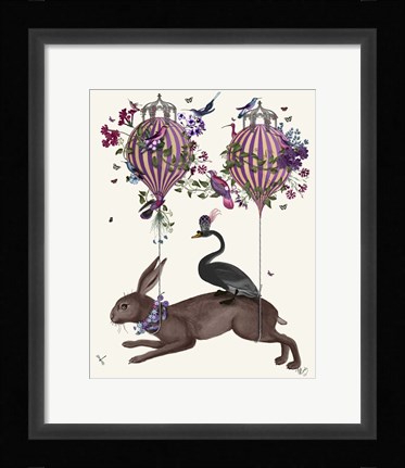 Framed Hare Birdkeeper, Hot Air Balloon Print