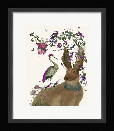 Framed Hare Birdkeeper and Heron Print