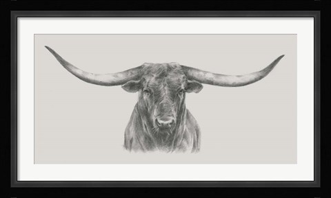 Framed Longhorn Bull Print