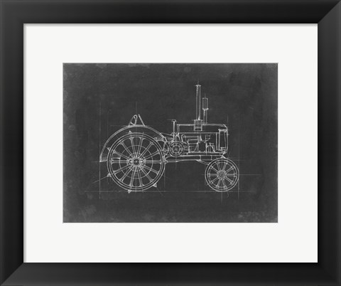 Framed Tractor Blueprint II Print