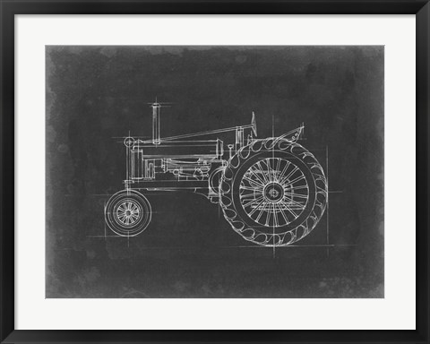 Framed Tractor Blueprint IV Print