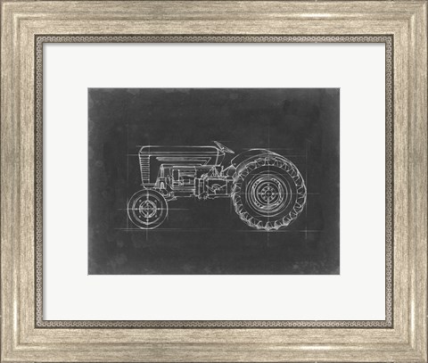 Framed Tractor Blueprint I Print