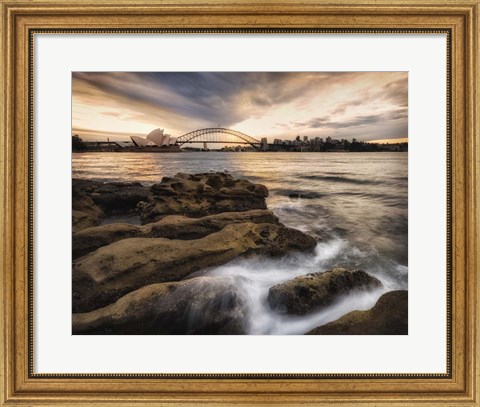 Framed Sydney in Gold and Blue Print