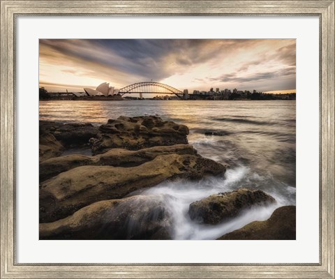 Framed Sydney in Gold and Blue Print