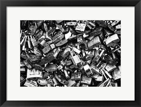 Framed Love Locks Black/White Print