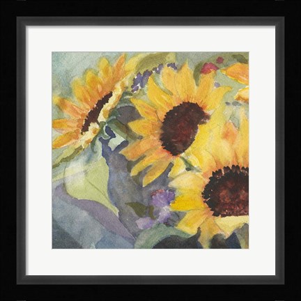 Framed Sunflowers in Watercolor I Print