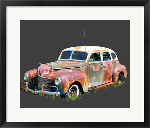 Framed Rusty Car II Print
