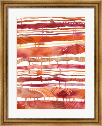 Framed Tangerine Stripes I Print