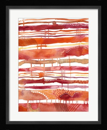 Framed Tangerine Stripes I Print