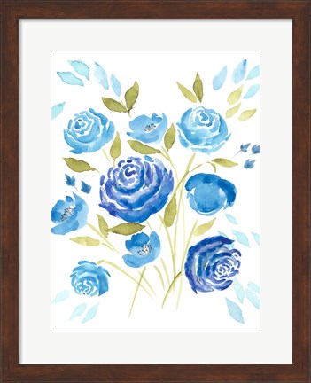 Framed Cerulean Blooms I Print