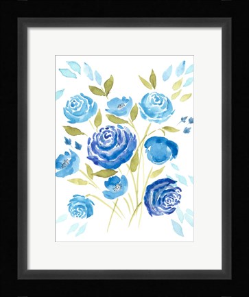 Framed Cerulean Blooms I Print