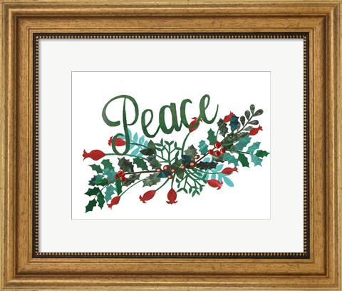 Framed Cut Wreath Christmas II Print
