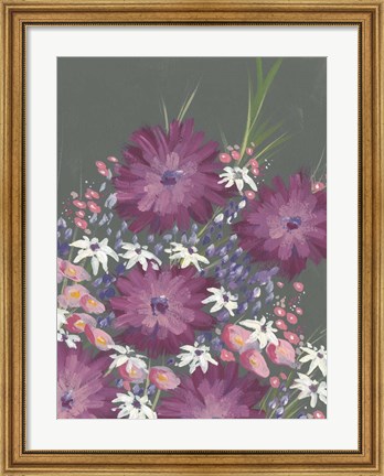 Framed Mauve Wildflower Garden I Print