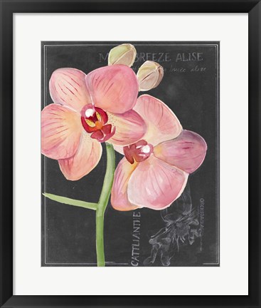 Framed Chalkboard Flower I Print