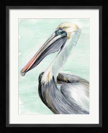Framed Turquoise Pelican II Print