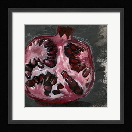 Framed Pomegranate Study on Black II Print