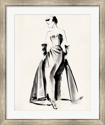 Framed Vintage Costume Sketch I Print