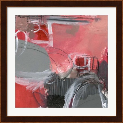 Framed Red &amp; Gray Abstract I Print
