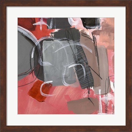 Framed Red &amp; Gray Abstract II Print