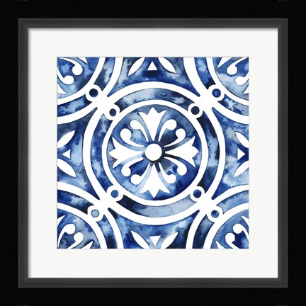 Framed Cobalt Tile IV Print
