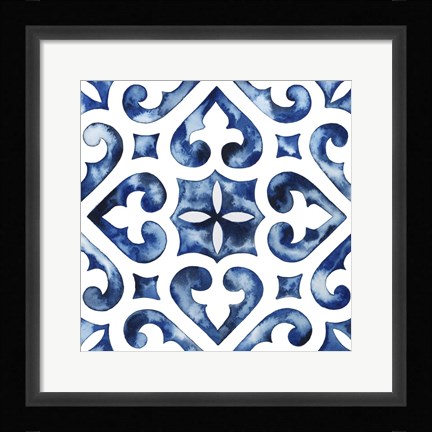Framed Cobalt Tile VI Print