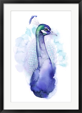 Framed Bejeweled Peacock I Print