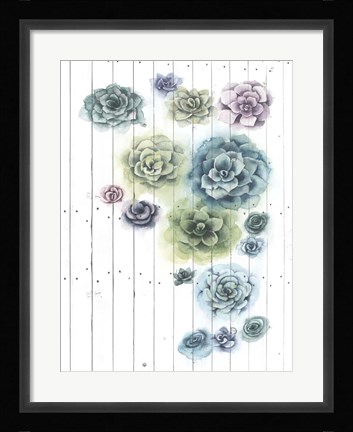 Framed Shiplap Succulent Cluster I Print
