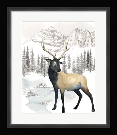 Framed Winter Elk I Print