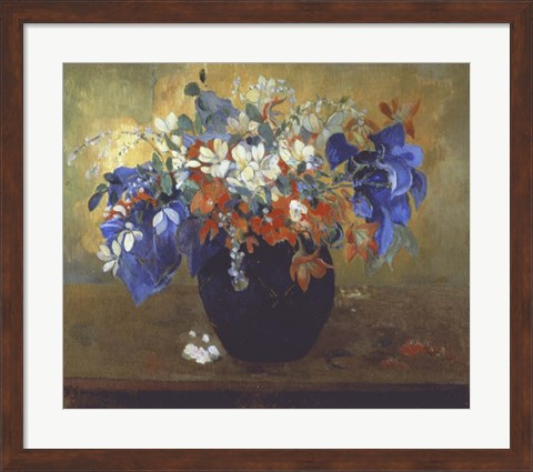 Framed Vase of Flowers, 1896 Print