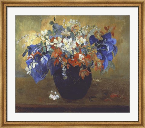 Framed Vase of Flowers, 1896 Print