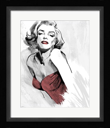 Framed Marilyn's Pose Red Dress Print