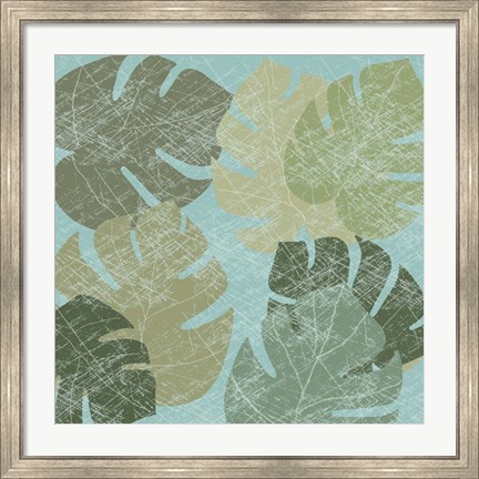 Framed Faded Tropical Leaves II Print
