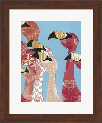 Framed Flock of Flamingoes I Print