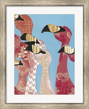 Framed Flock of Flamingoes I Print