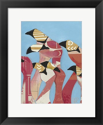 Framed Flock of Flamingoes II Print