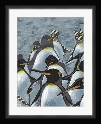 Framed Colony of Penguins I Print