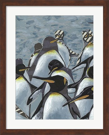 Framed Colony of Penguins I Print