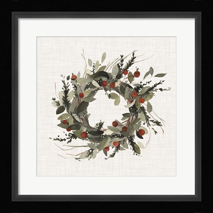 Framed Farmhouse Wreath I Print
