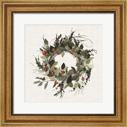 Framed Farmhouse Wreath II Print
