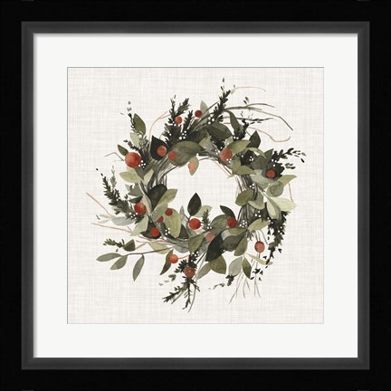 Framed Farmhouse Wreath II Print