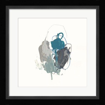 Framed Teal Gesture I Print