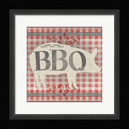 Framed Gingham BBQ I Print
