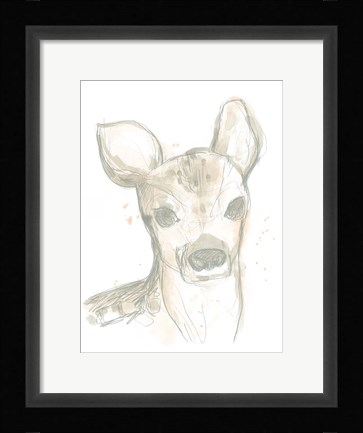 Framed Deer Cameo I Print