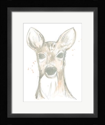 Framed Deer Cameo II Print
